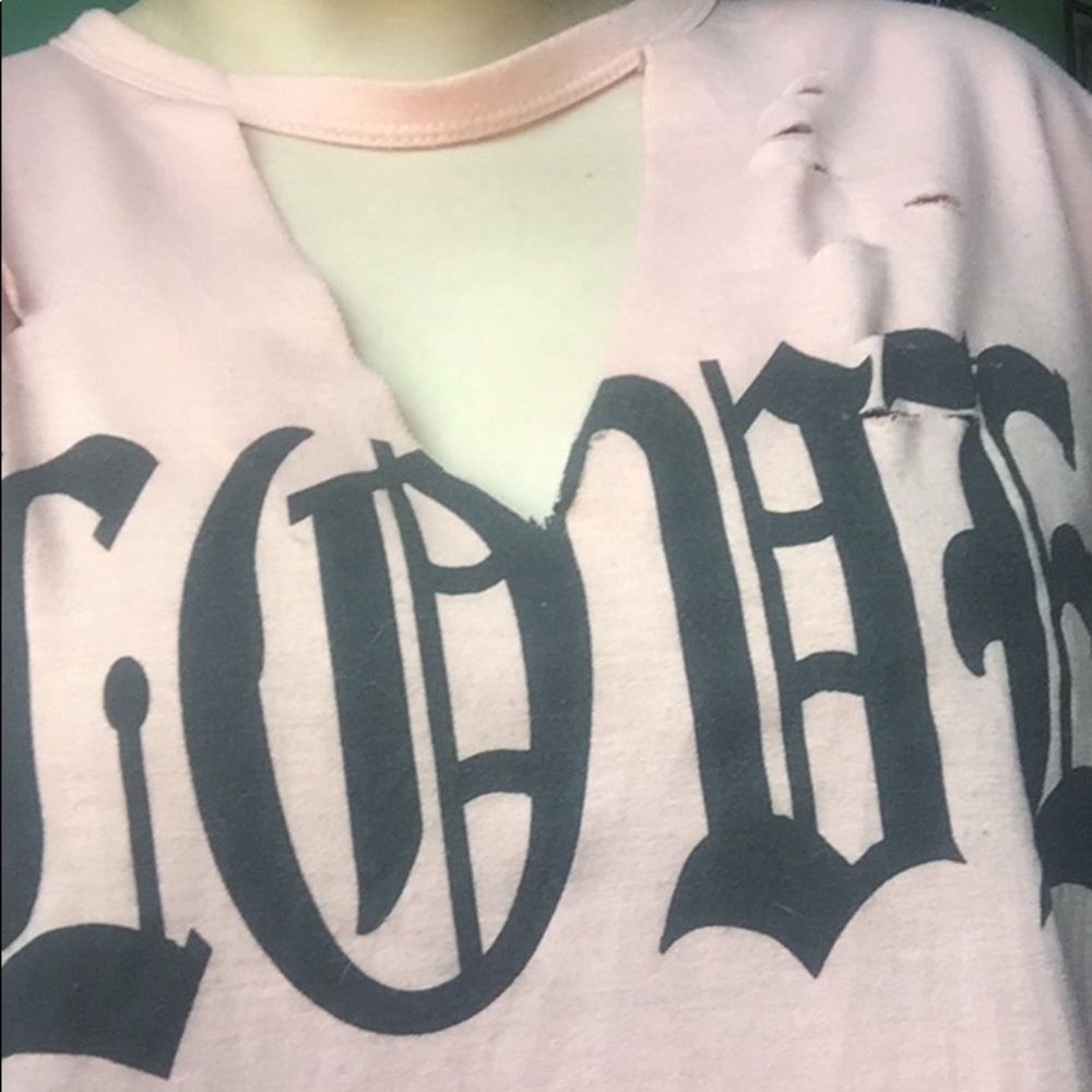 Pink Distressed T
